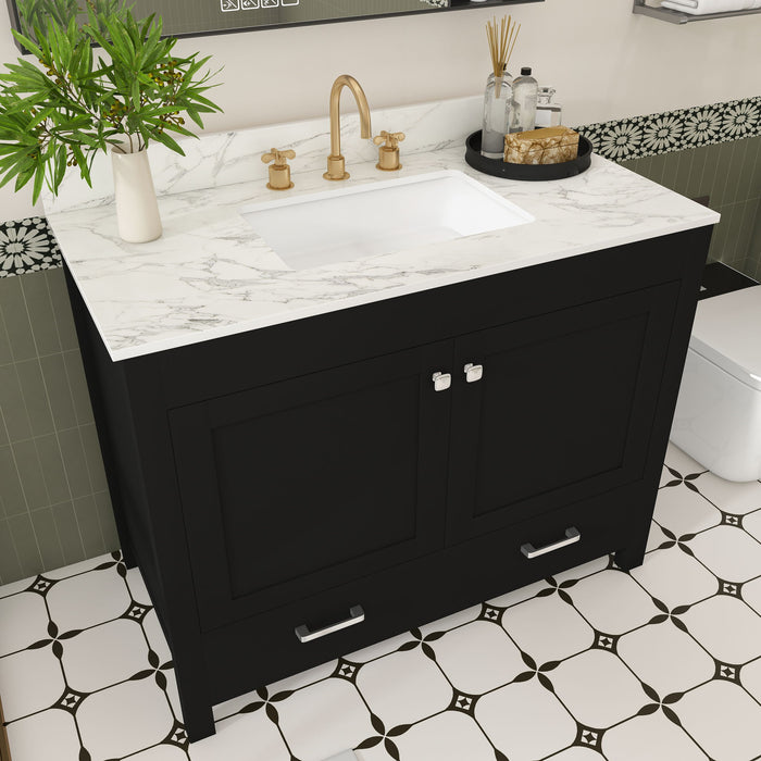 Bathroom Vanity Set, Sink And Faucet Holes Included - Black Home Essentials
