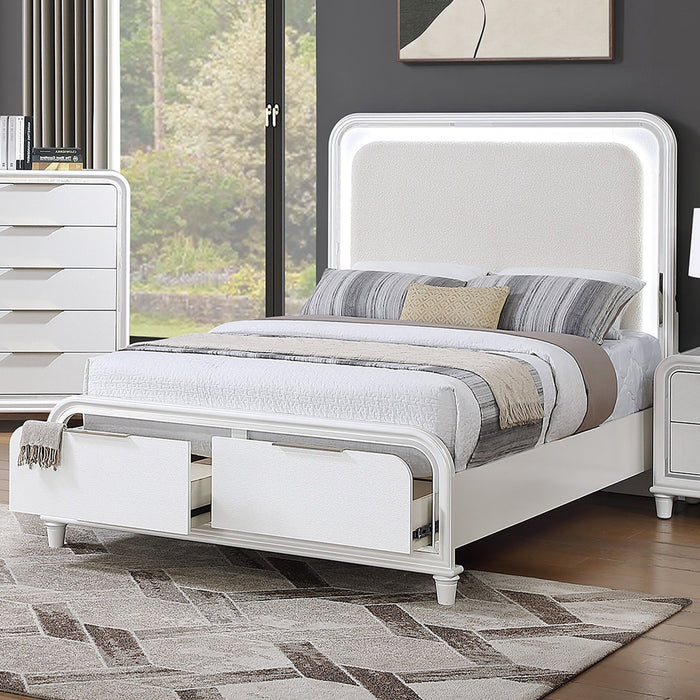 Bed With LED Lights Panel Headboard And Footboard Frame Home Essentials