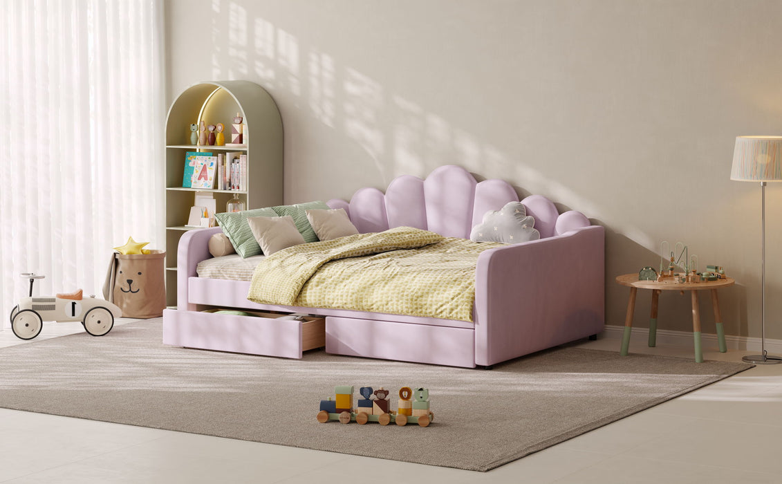 Shell Shaped Upholstered Daybed Frame With Slats Dreamland