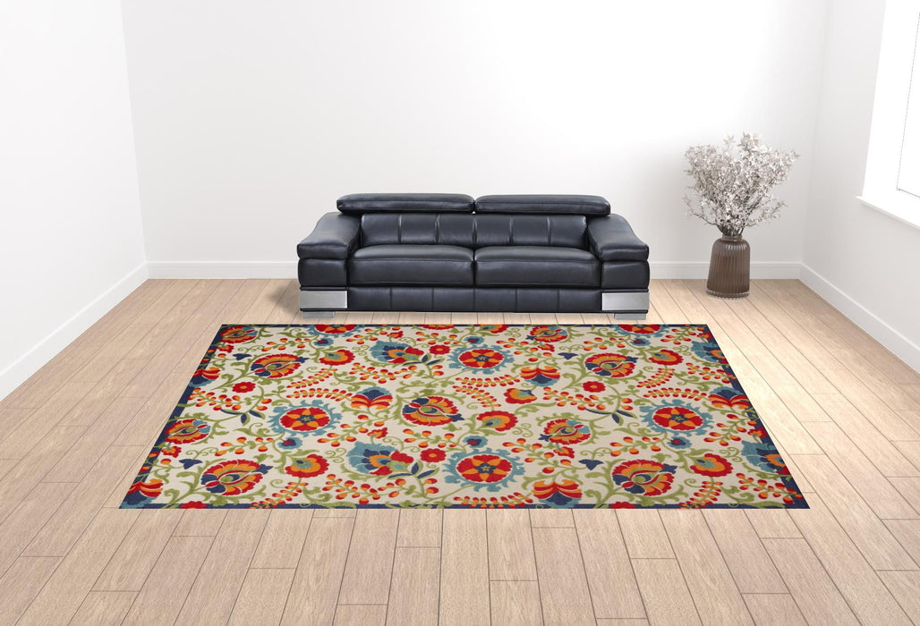 12' X 15' Area Rug Floral Power Loom - Beige