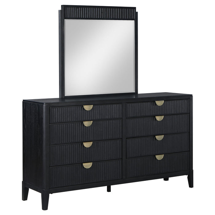 Ennis - 8 Drawer Dresser With Mirror - Black Furniture Max