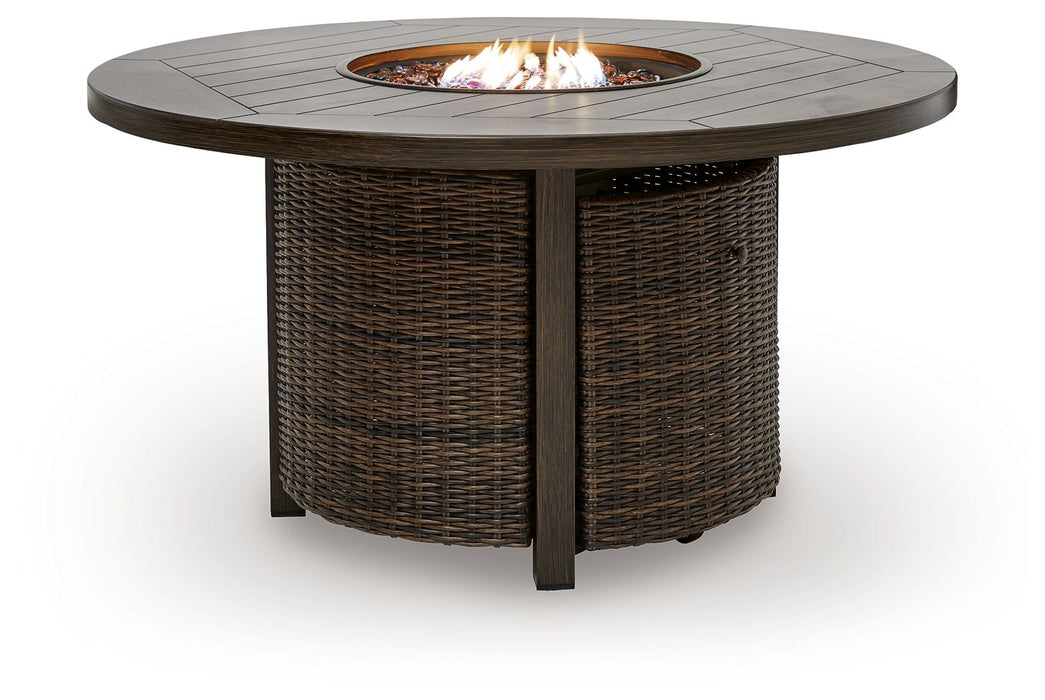 Monterey Point - Round Fire Pit Table - Dark Brown Signature Design by Ashley®