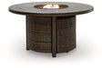 Monterey Point - Round Fire Pit Table - Dark Brown Signature Design by Ashley®