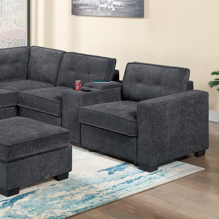 Sectional Set With Reversible Loveseat, USB Console, Corner Wedge & Ottoman Home Essentials