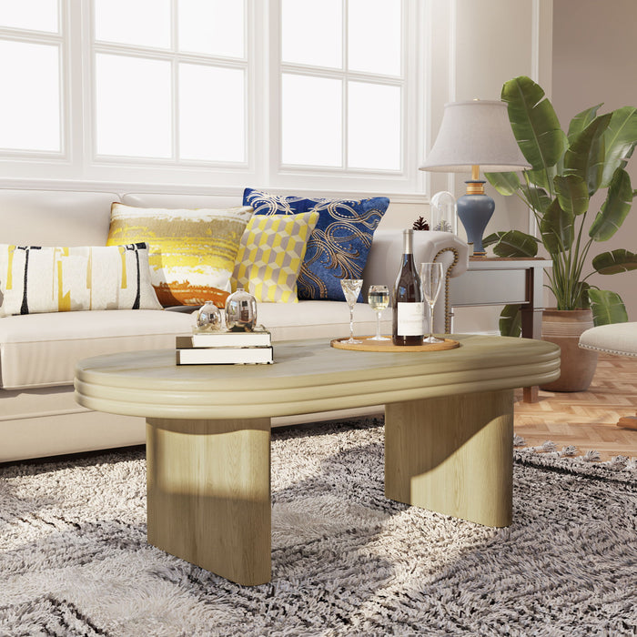Oval Fluted Coffee Table - Natural Home Essentials