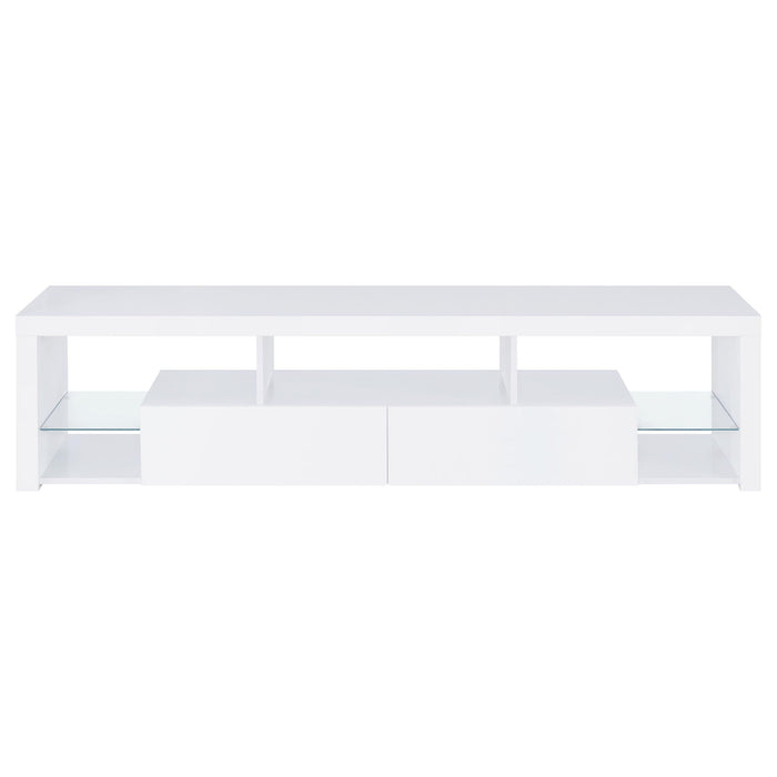 Lance - 2 Drawer TV Stand With Shelves - Gloss White Furniture Max