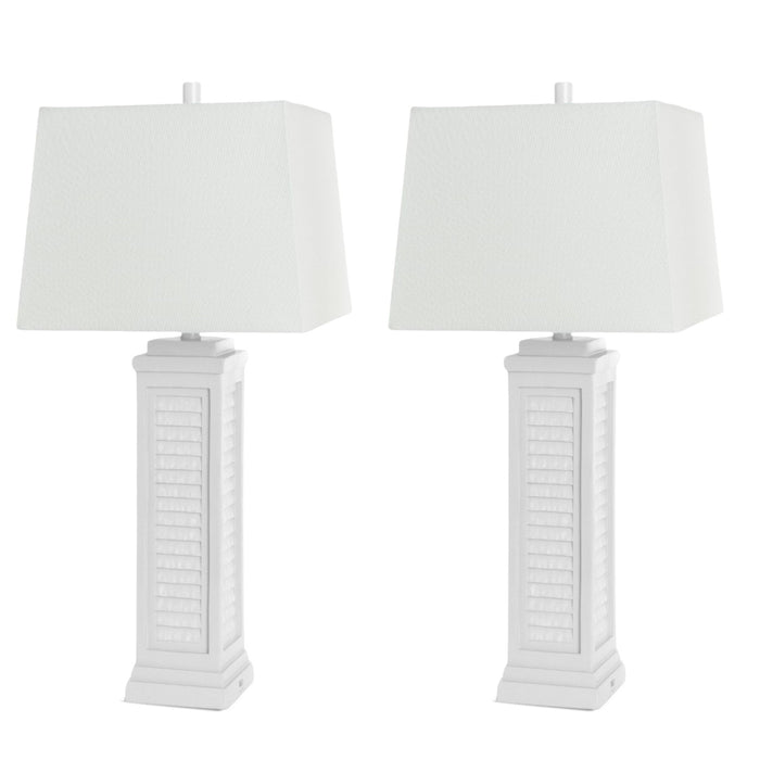 Table Lamp Coastal With White Shade (Set of 2) - White