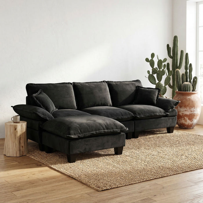 Modular Sectional Sofa With Movable Ottoman & Pillows Home Essentials