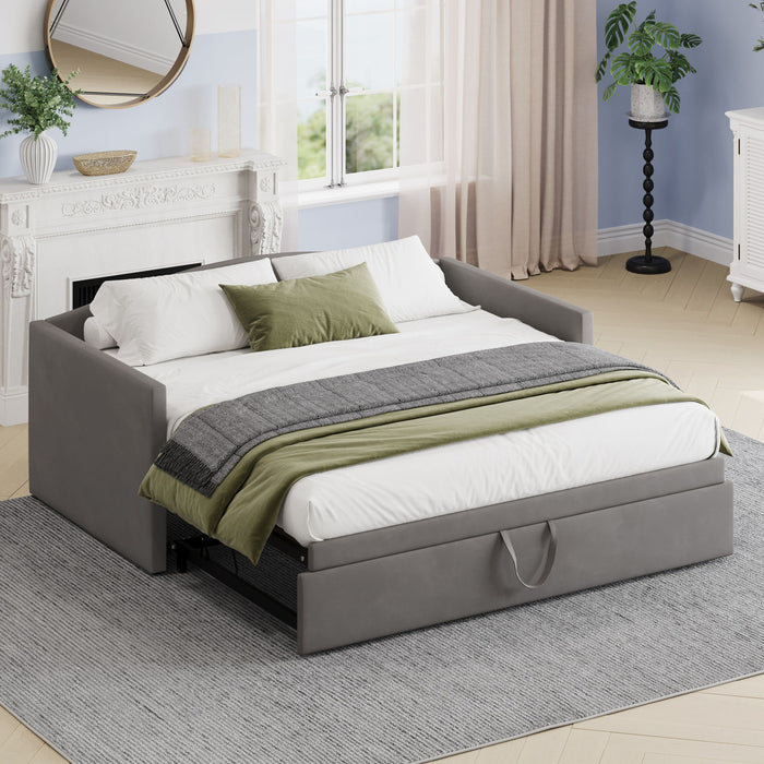 Daybed With Pop Up Trundle, Upholstered Sofa Bed Hearth and Haven
