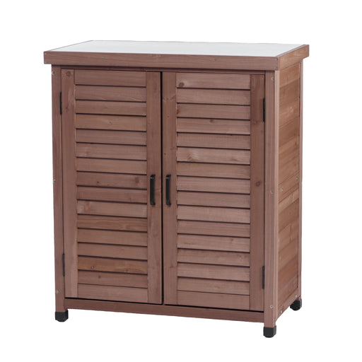 Potting Bench With Storage Cabinet And Metal Table Top For Outdoor Home Essentials