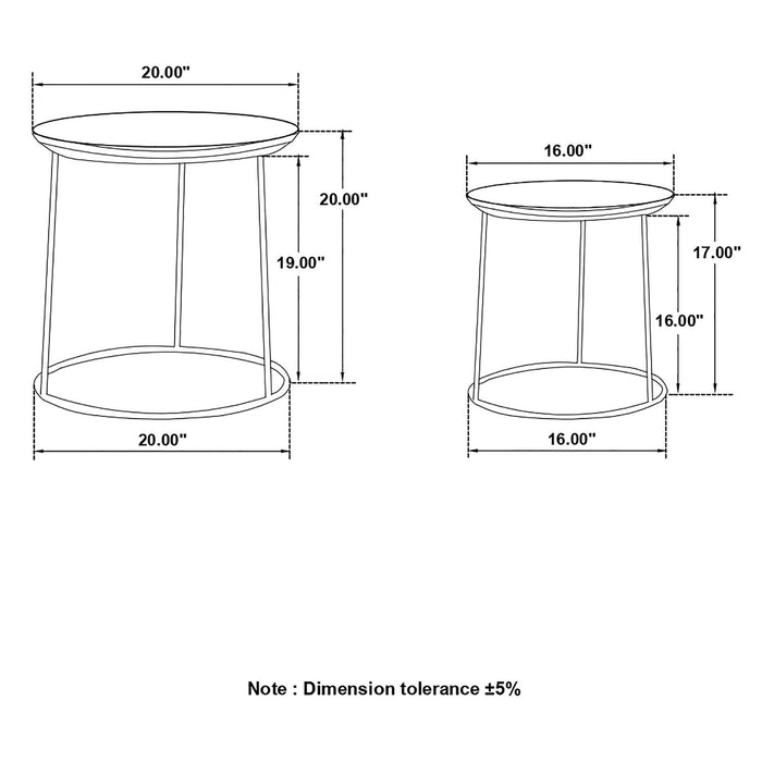 2 Piece Nesting Table With Embossed Tops And Base - Black Furniture Max