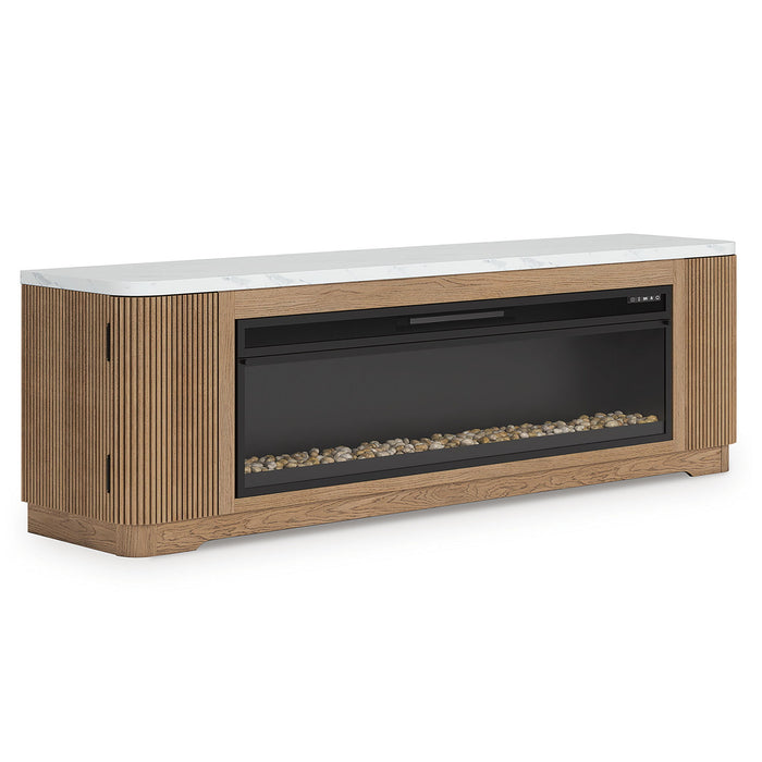 Camdill - 80" TV Stand With Electric Fireplace - Light Brown Signature Design by Ashley®
