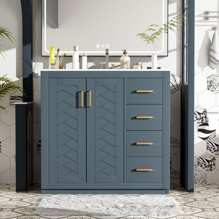 Retro Style Bathroom Vanity, 3 Drawers & Soft Closing Doors Hearth and Haven