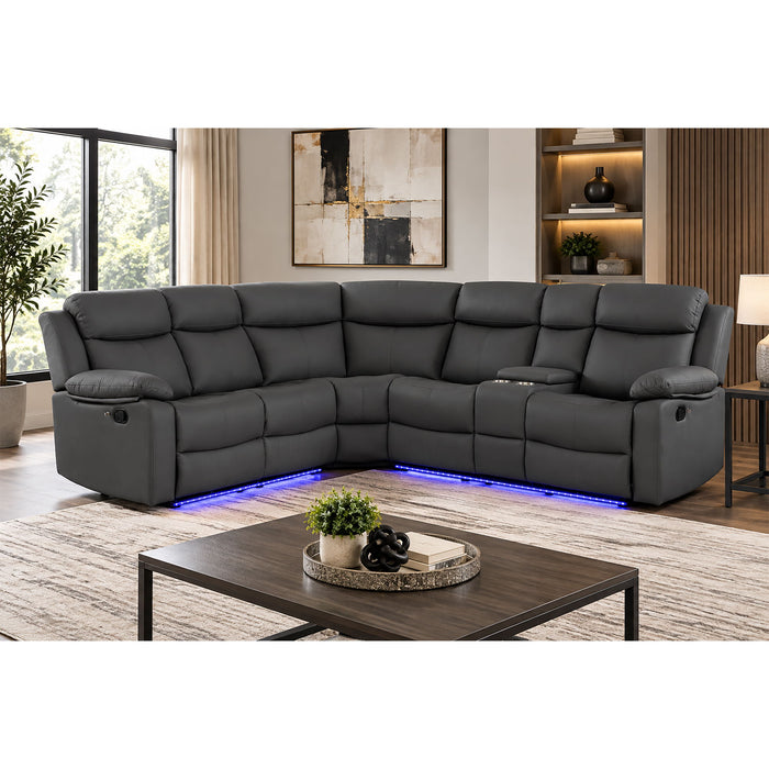 Blanche - Sectional Sofa With LED Lighting And Integrated Speaker - Gray Global Furniture USA