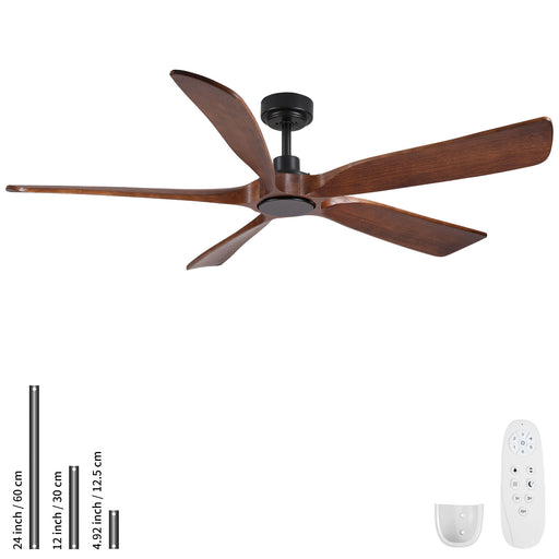 Ceiling Fan With Light And Remote Control, Noiseless, 6 Speeds Reversible, Quiet DC - Matte Black Daily Nest