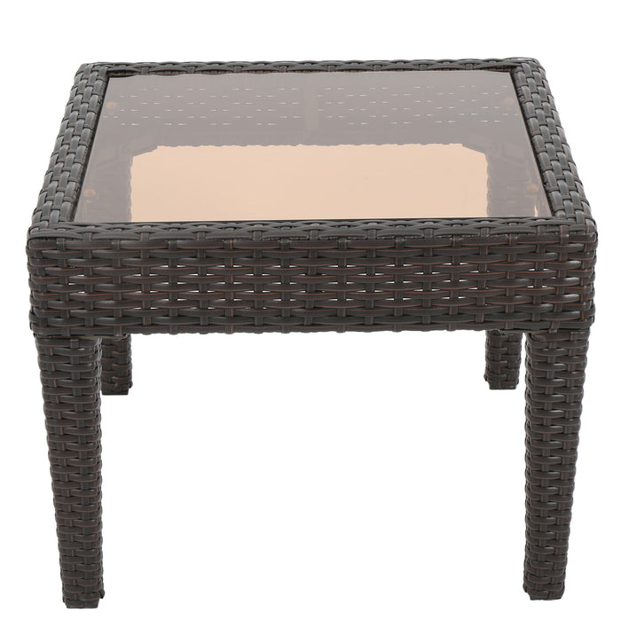 Nebulosity - Outdoor Accent Table With Square Glass Top - Brown Multi