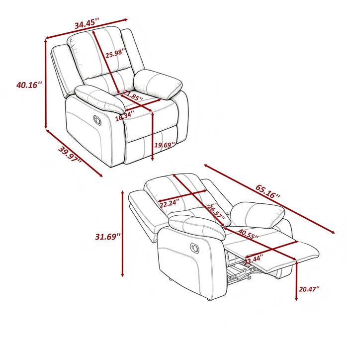 Reclining Armchair Single Recliner With 150° Recline Home Essentials