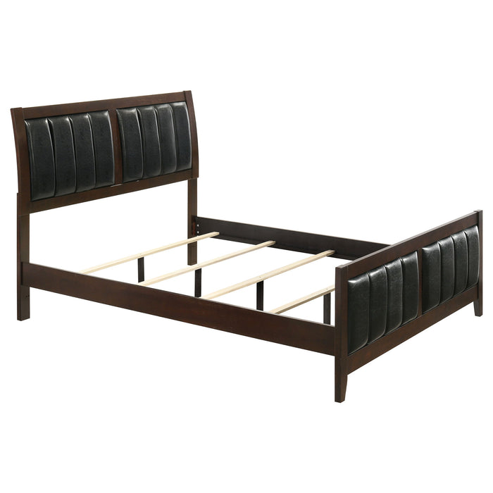 Queen Panel Bed With Upholstered Headboard And Footboard - Brown