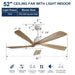 52" Smart Remote Control Ceiling Fan With Dimmable LED Light, 5 Blades, Reversible DC Motor - White Daily Nest