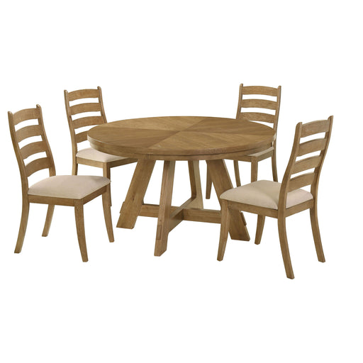 Kent - 5 Piece Dining Table Set With Upholstered Chairs - Brown Oak Furniture Max