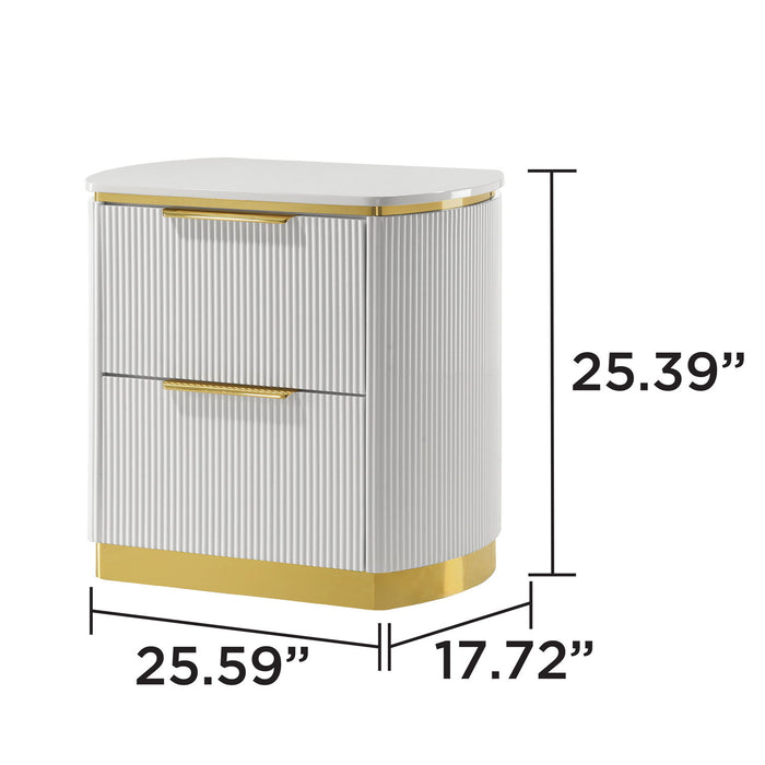 Giovanni - 2 Drawer Nightstand - White Matrix Furniture Group
