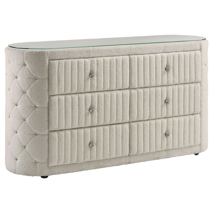 Santiago - 6 Drawer Dresser - Ivory Furniture Max