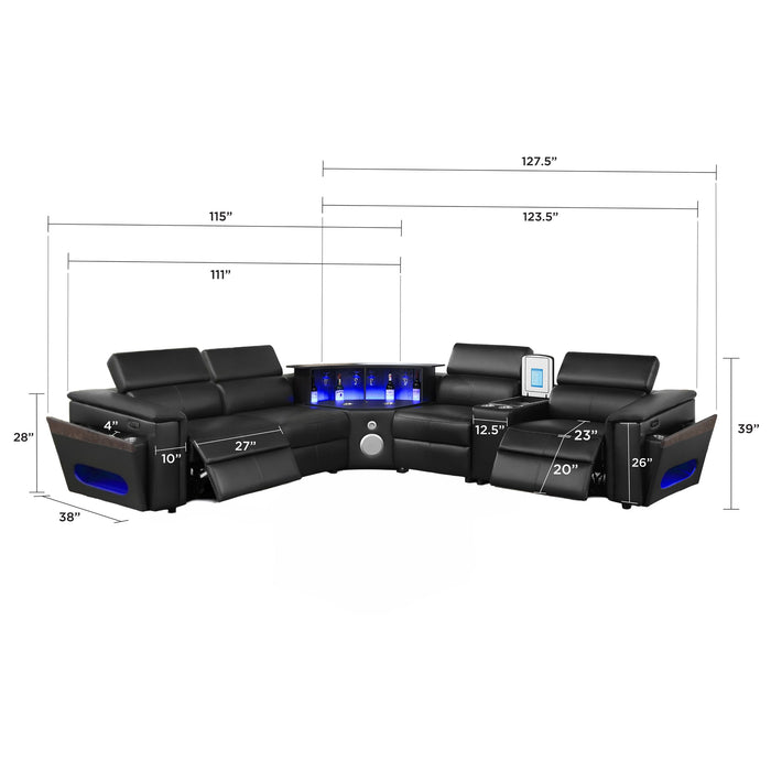 Nova - Sectional With Bluetooth Speaker, LED And Lifting Wine Cabinet Matrix Furniture Group