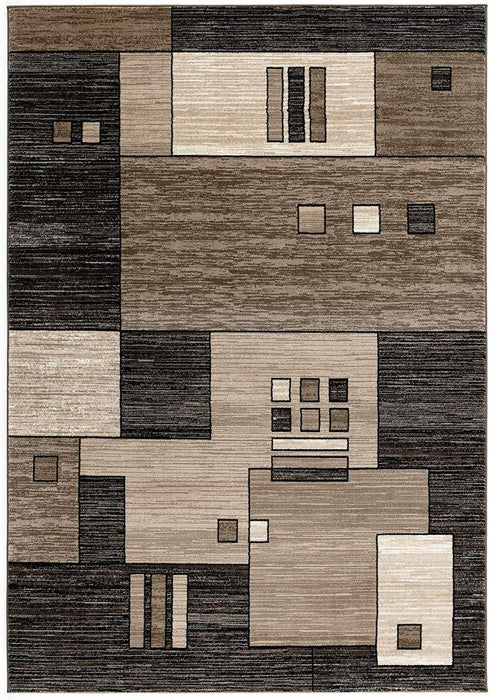 8' Abstract Power Loom Runner Rug - Beige