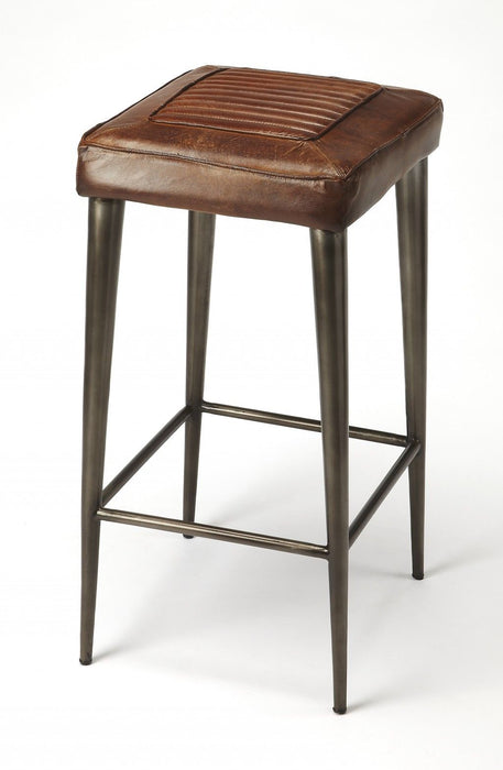 Iron Backless Counter Height Bar Chair - Brown / Gray