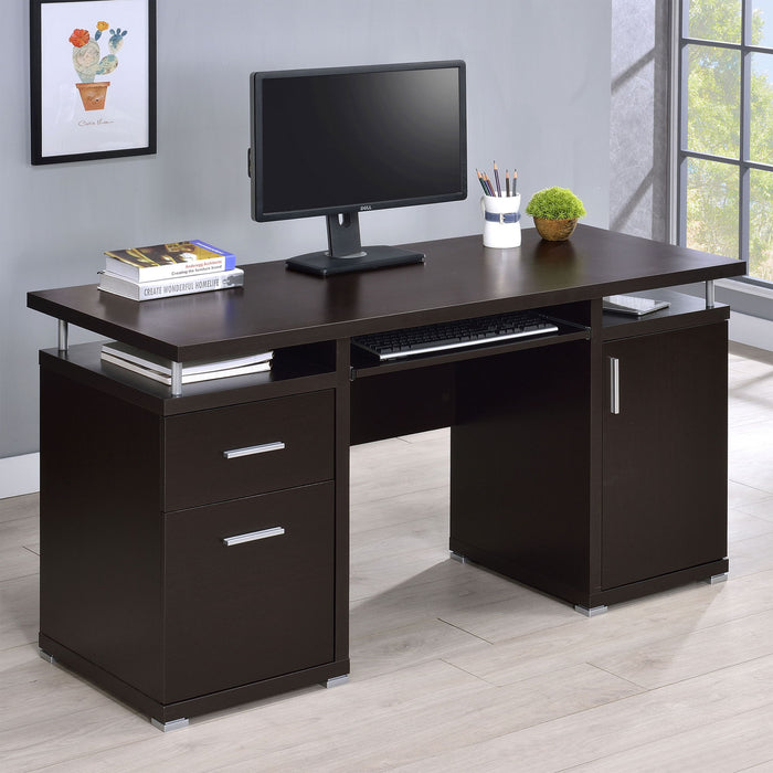 Modern Office Computer Desk With 2 Drawers, Adjustable Shelf, Slide Out Keyboard Tray
