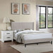 Eastern King Size Platform Bed, Upholstered Headboard - Light Brown Home Essentials
