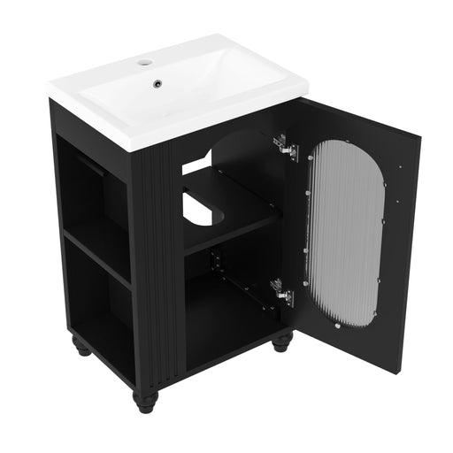 Modern Bathroom Vanity With Sink, Adjustable 2 Tier Shelf Hearth and Haven