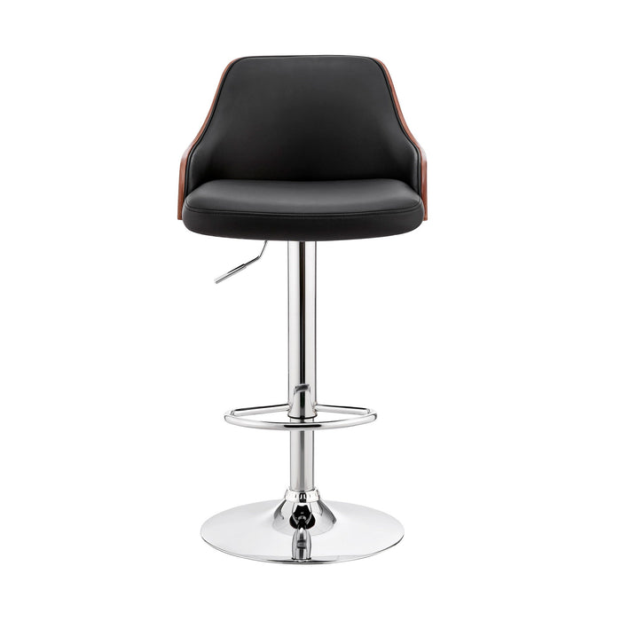 Swivel Adjustable Height Bar Chair - Black / Silver