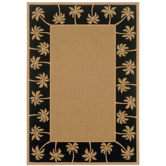 4' X 6' Stain Resistant Indoor / Outdoor Area Rug - Beige / Black