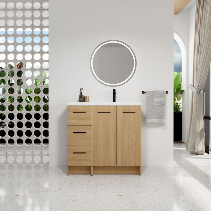 Wall Mounted Floating Bathroom Vanity With Sink, Door & Drawers Modular Cabinet Home Essentials