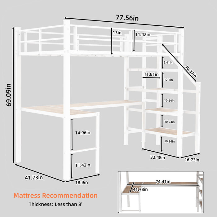 Loft Bed With L-Shaped Desk, Large Storage Space Home Essentials