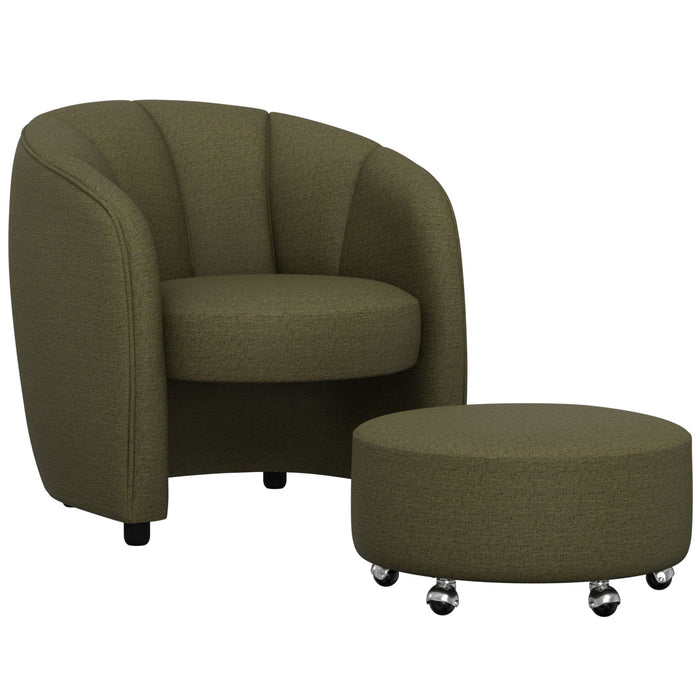 Barrel Chair With Nesting Ottoman - Forest Green Emerald Home