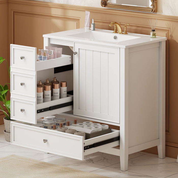Modern Bathroom Vanity With Sink, 1 Cabinet & 3 Drawers Hearth and Haven