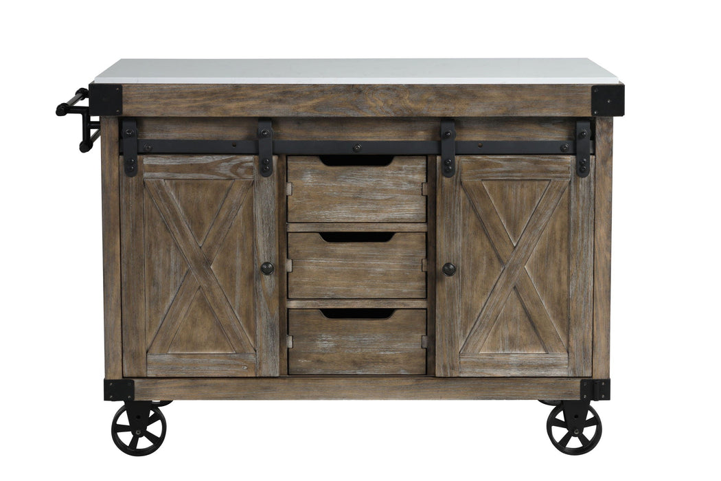 Alforvott - Kitchen Island - Marble Top & Weathered Gray ACME