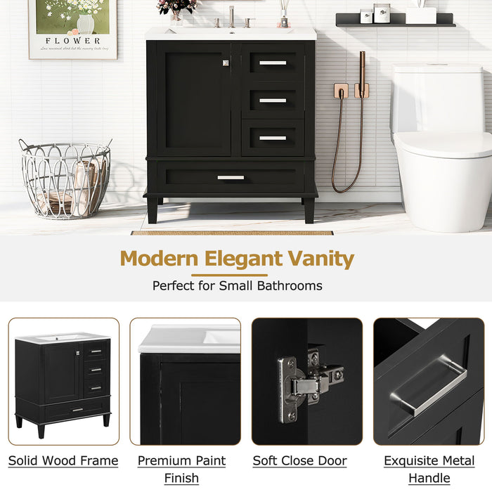 Bathroom Vanity, Modern Bathroom Cabinet With Sink Combo Set, Bathroom Storage Cabinet With A Soft Closing Door And 3 Drawers, Solid Wood Frame Hearth and Haven