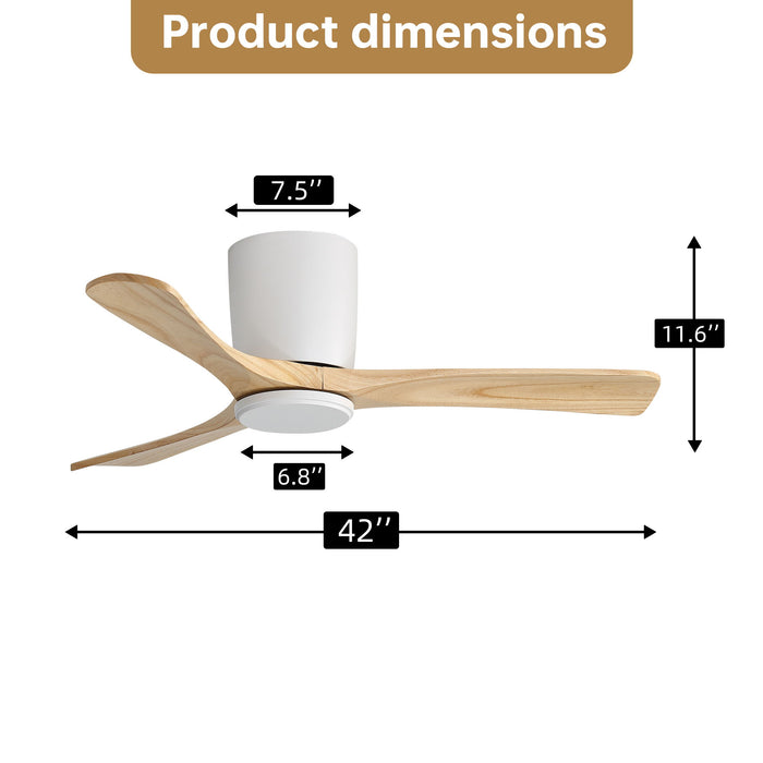 42" Flush Mount Ceiling Fan With 3 Blades, DC Reversible Motor Daily Nest