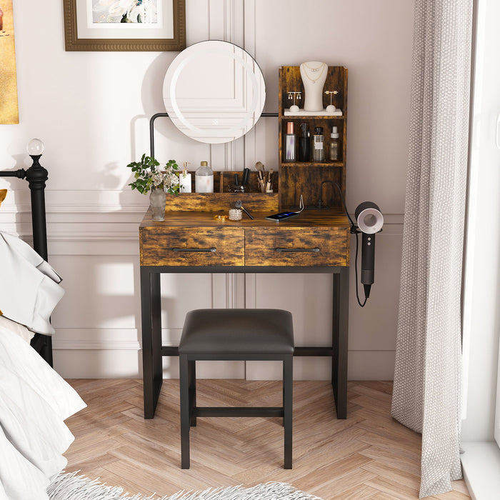 Makeup Vanity Table With LED Lights, 3 Color Options, Power Outlet