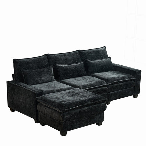 Modern Comfy L Shaped Sectional Sofa With Movable Ottoman Home Essentials