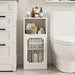 Louvered Door Bathroom Low Cabinet With Multi Layer Storage - White Home Essentials