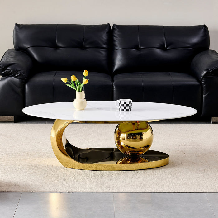 Oval Coffee Table With Geometric Precision Home Essentials