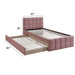 Contemporary Style Bed With Trundle Upholstered Headboard And Footboard Grid Pattern Home Essentials