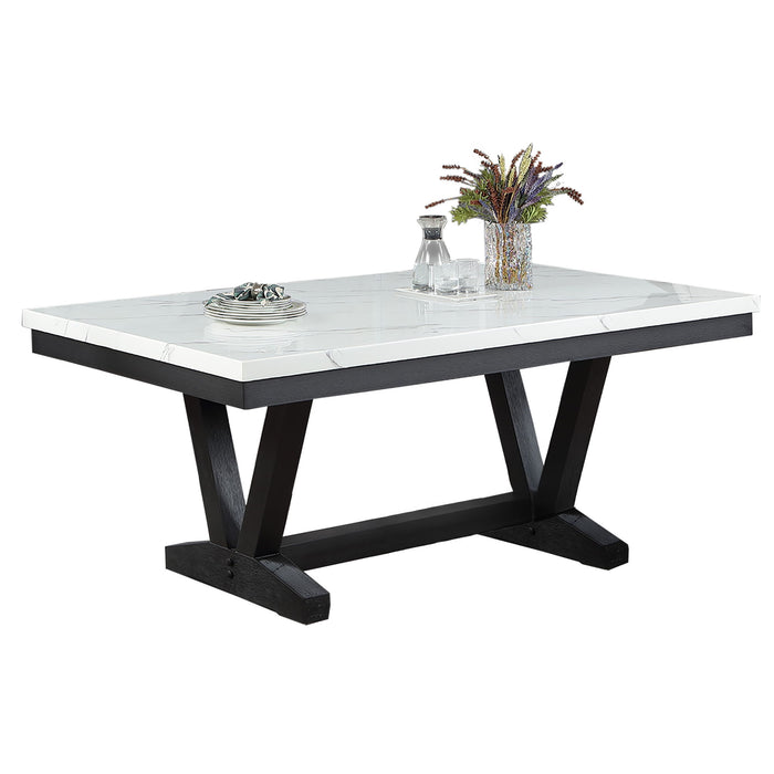 Dining Table With V - Legs Rectangular Furniture - Antique Black Home Essentials