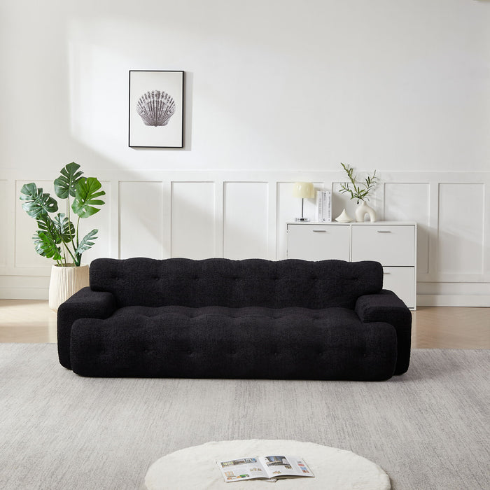 Cloud Series Minimalist Button Tufted Square Arm 3 Seater Sofa Home Essentials