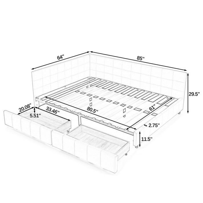 Upholstered Bed Frame With Tufted Backrest And Armrests Home Essentials