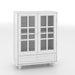 Minimalist Buffet Cabinet With Double Glass Doors And Drawer Home Essentials
